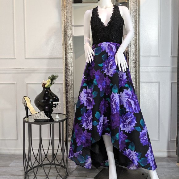 open lace back dress A Line One Shoulder Black Long Prom Dress with Appliques  KissDress